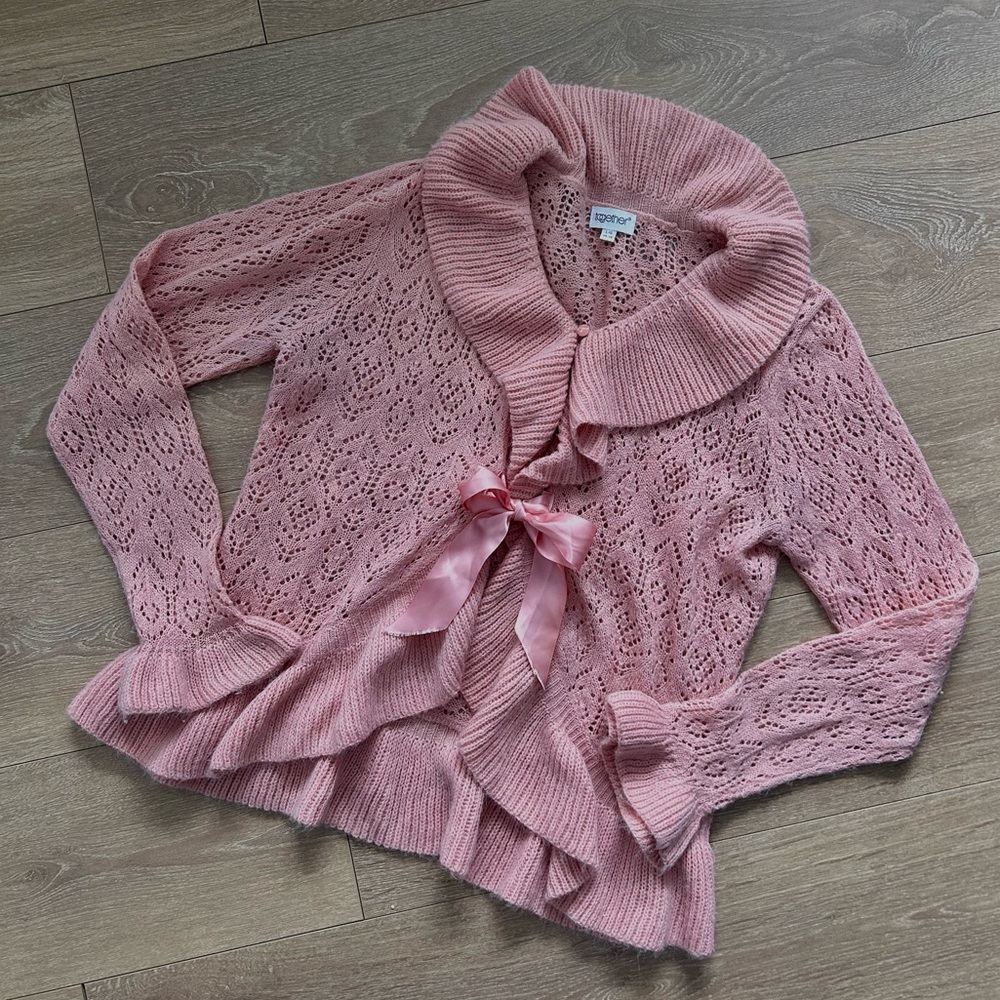 Together Vintage Pink Lace Cardigan